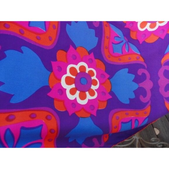 Vtg 1960’s Scarves By Vera All Silk Hand Rolled Purple Pink Orange Psychedelic - Picture 6 of 9